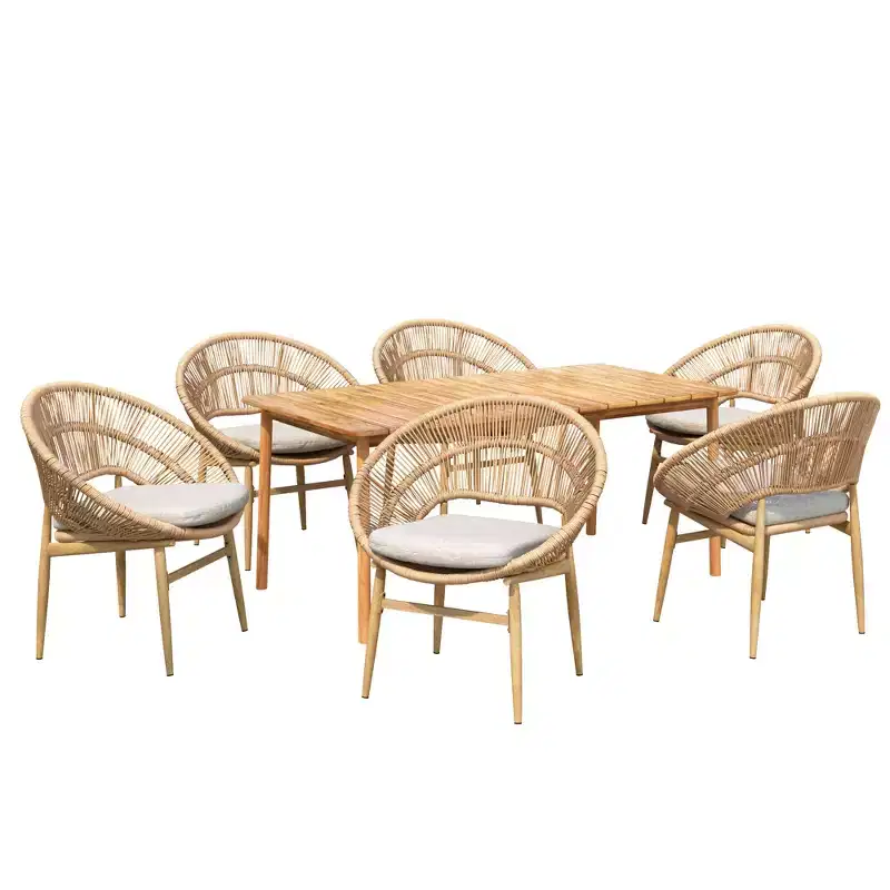 Christopher Knight Home Corey 7 Piece Rustic Outdoor Rattan, Metal and Acacia Wood Dining Set
