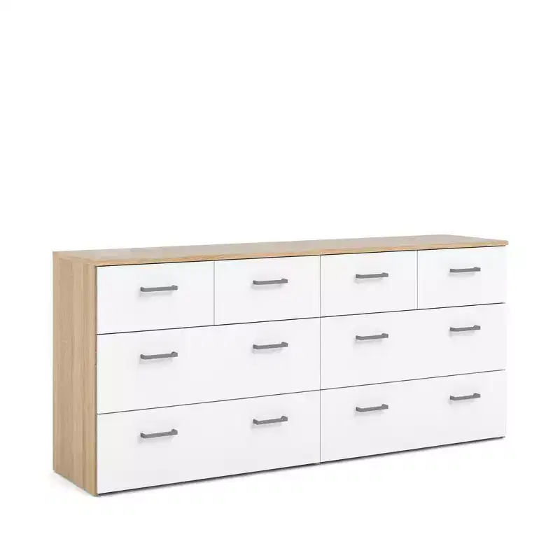 Tvilum,8 Drawer Double Dresser Oak Structure/White