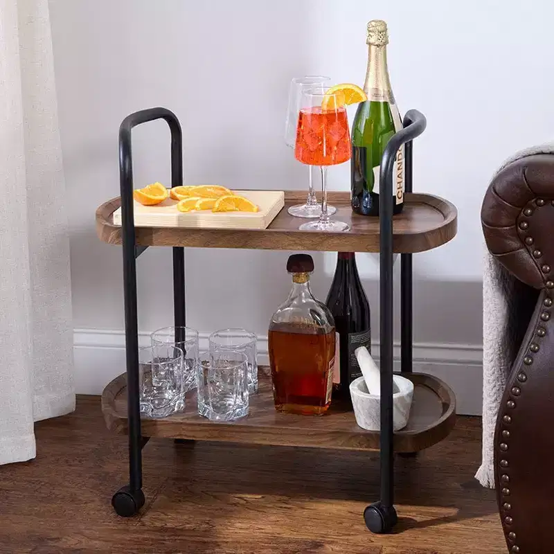 Kitchen or Bar Serving Cart with Wheels - 2-Tier