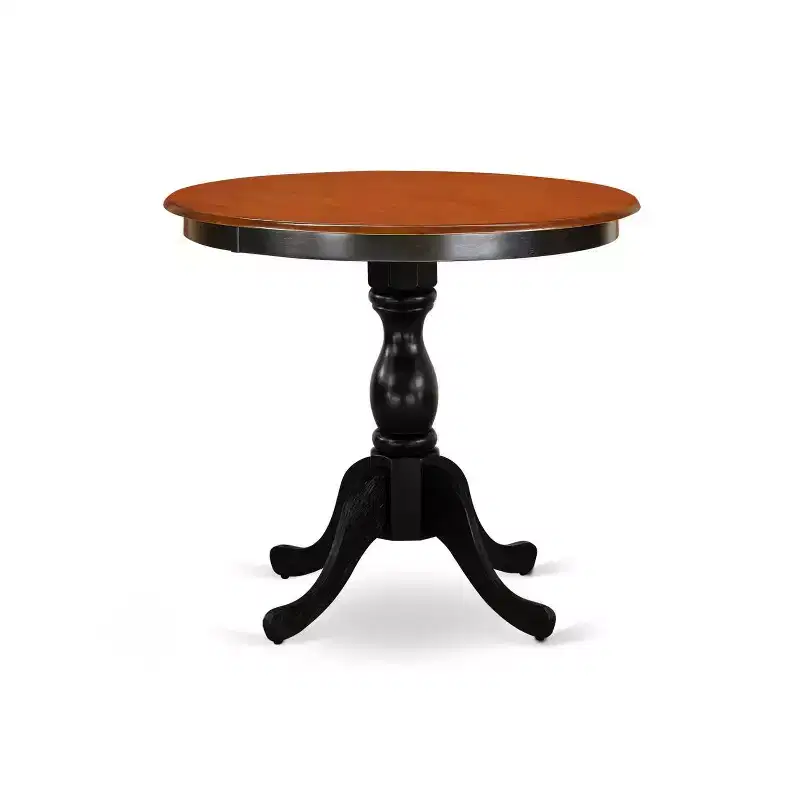 3-Piece Black and Cherry Finish Solid Wood Top - Dining Room Set with High Back - Seats-4