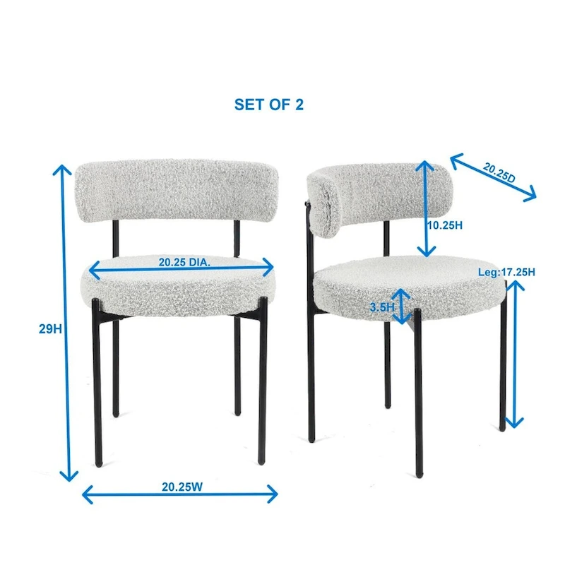Roundhill Durban 5-Piece Round Dining Set, Trestle Dining Table with 4 Boucle Chairs