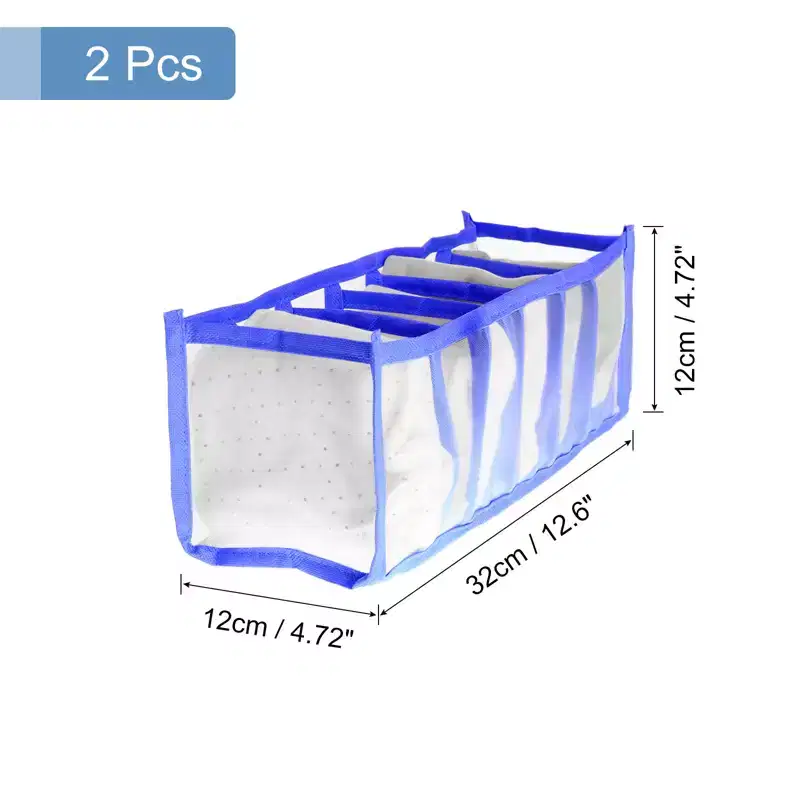 Unique Bargains Nylon Mesh 7 Grids Wardrobe Clothes Organizer Compartment Storage Box 2 Pcs