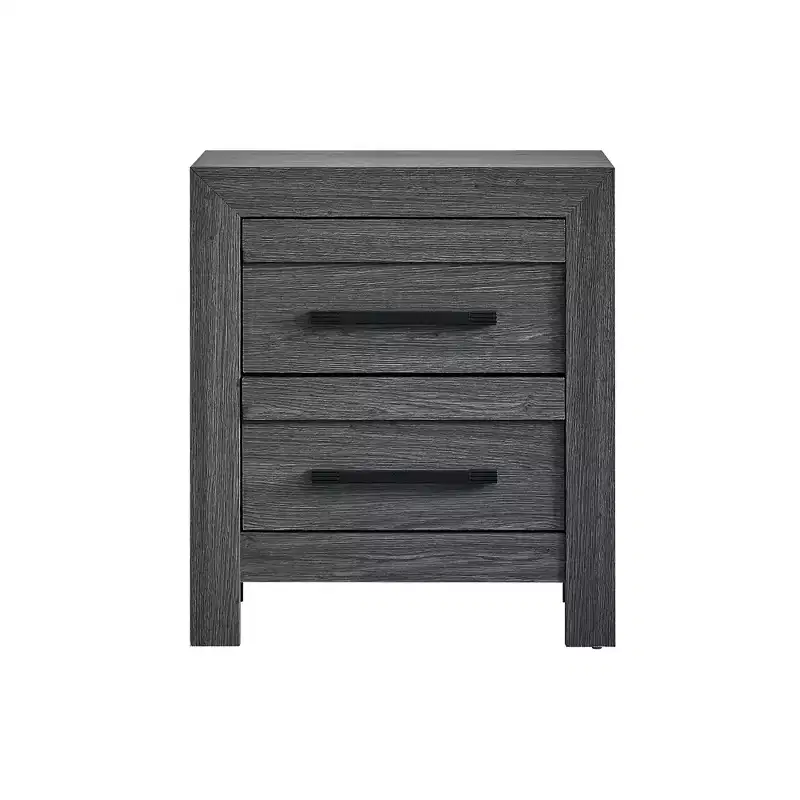 Passion Furniture Rustica Gray 2-Drawer 24 in. W Nightstand