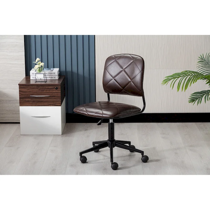 Swivel Office Chair | Tufted PU Leather | Adjustable Height | Home Office Desk Chair
