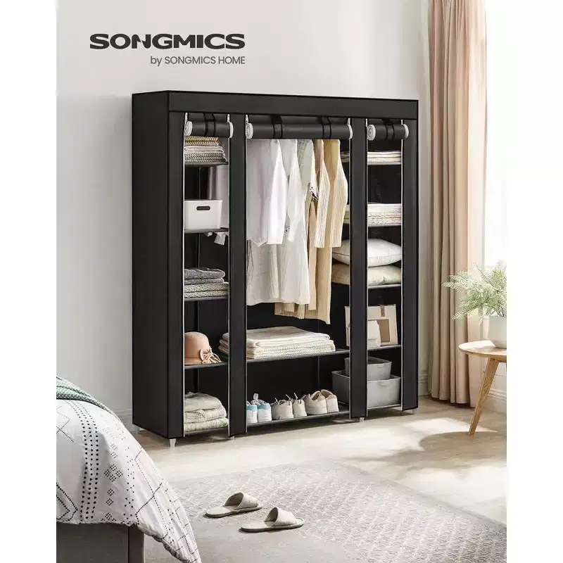 Closet Wardrobe Portable Closet Organizer Storage Clothing Rack Shelf with Non-Woven Fabric Cover