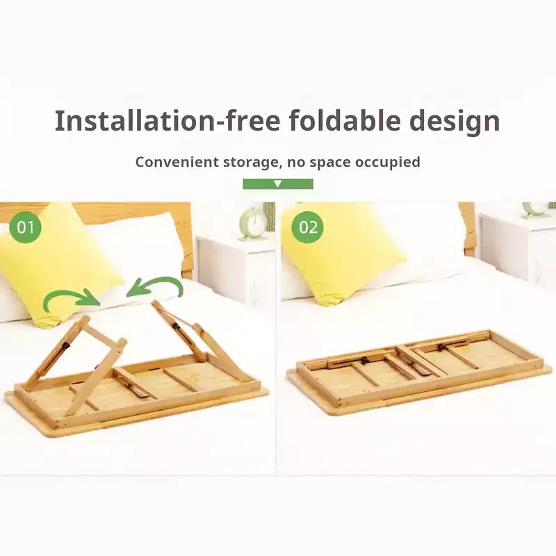 19.6 Foldable Coffee Table, Collapsible Banboo Low Table for Small Spaces, Multi-Functional Floor Desk for Home Office, Bedroom, Study & Living Room