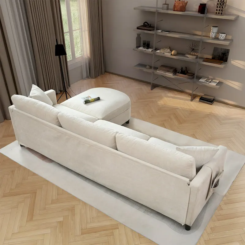 Tala Sectional Sofa Couch with Ottoman and Removable Cushion by GDFStudio