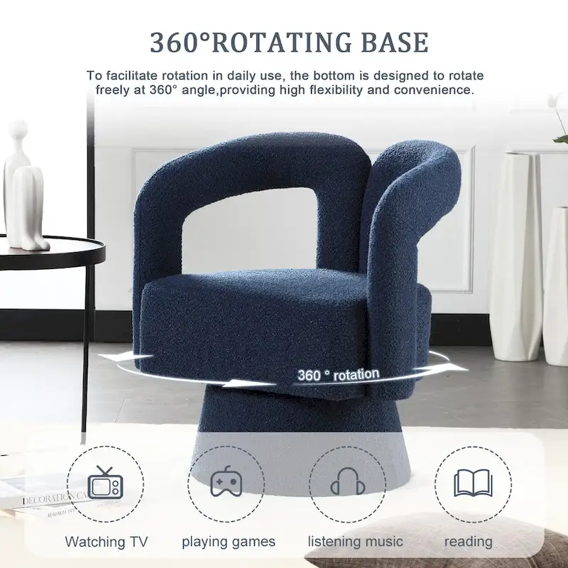 HOMEFUN Boucle Upholstered 360 Degree Swivel Cuddle Barrel Accent Chairs
