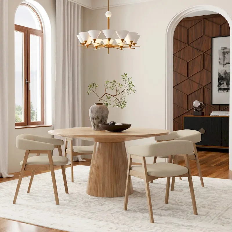 Curved Back Upholstered Dining Chairs, Set of 2