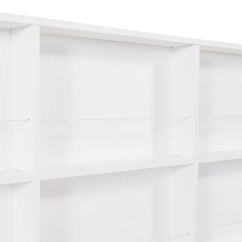 White Full Pine Kids House Platform Bed with Trundle, Shelf, and Roof