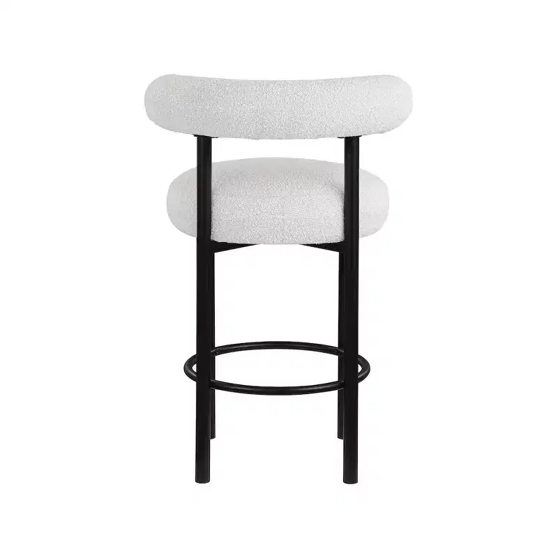 Meridian Furniture,Bordeaux Cream Boucle Fabric Stool, Set of 2