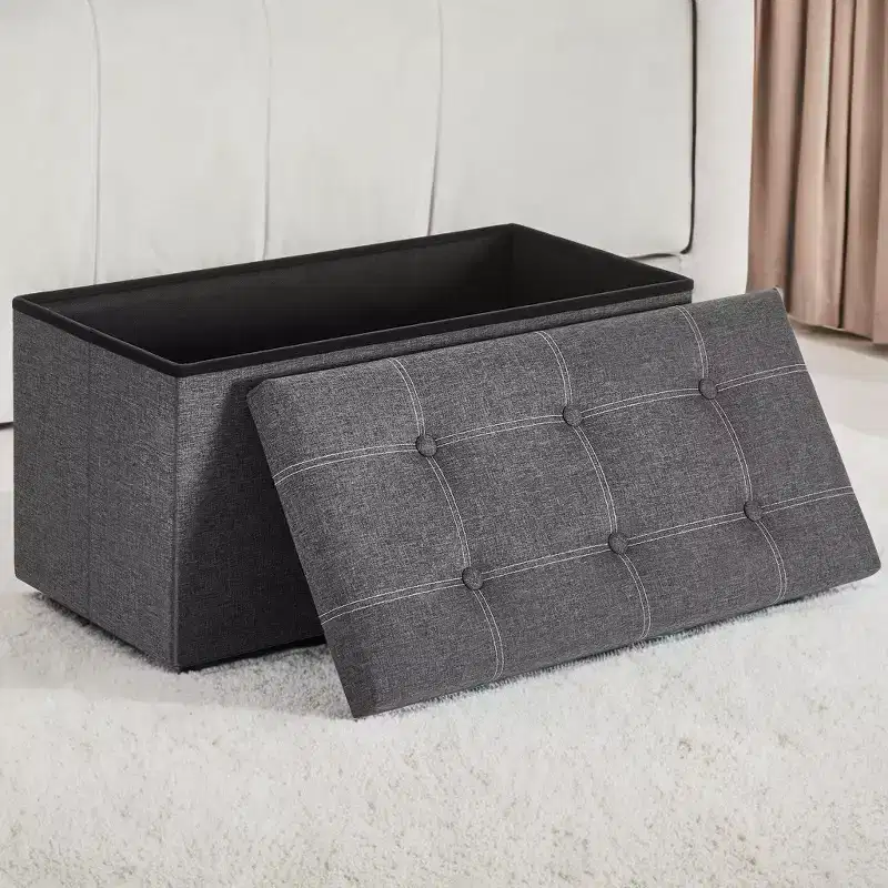 Ottoman Storage Bench with Storage, Footstool, Folding Bedroom Bench, Holds 660 lb
