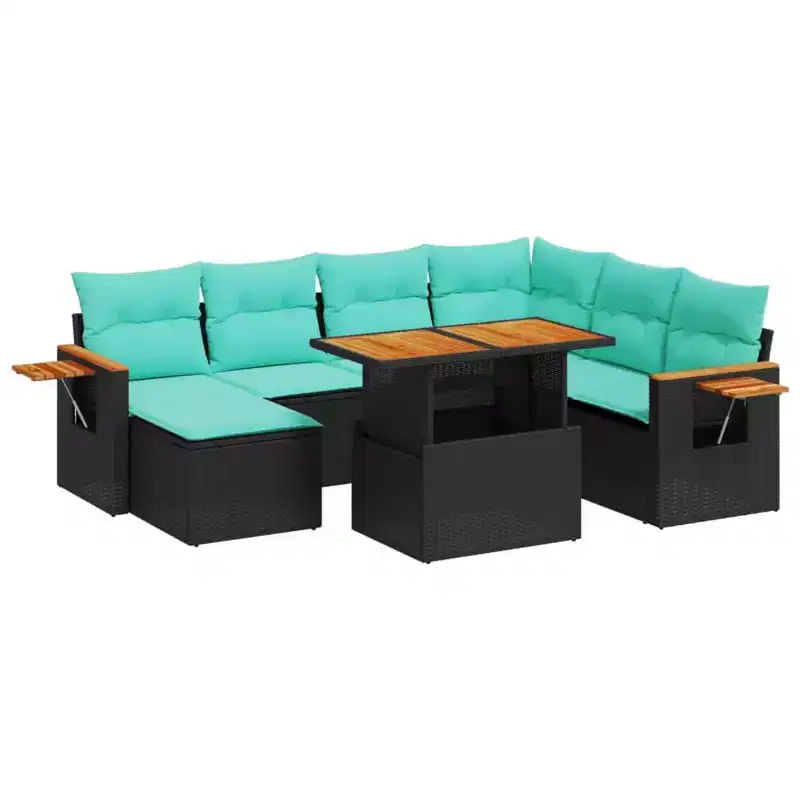 vidaXL 8 Piece Patio Sofa Set with Cushions Poly Rattan