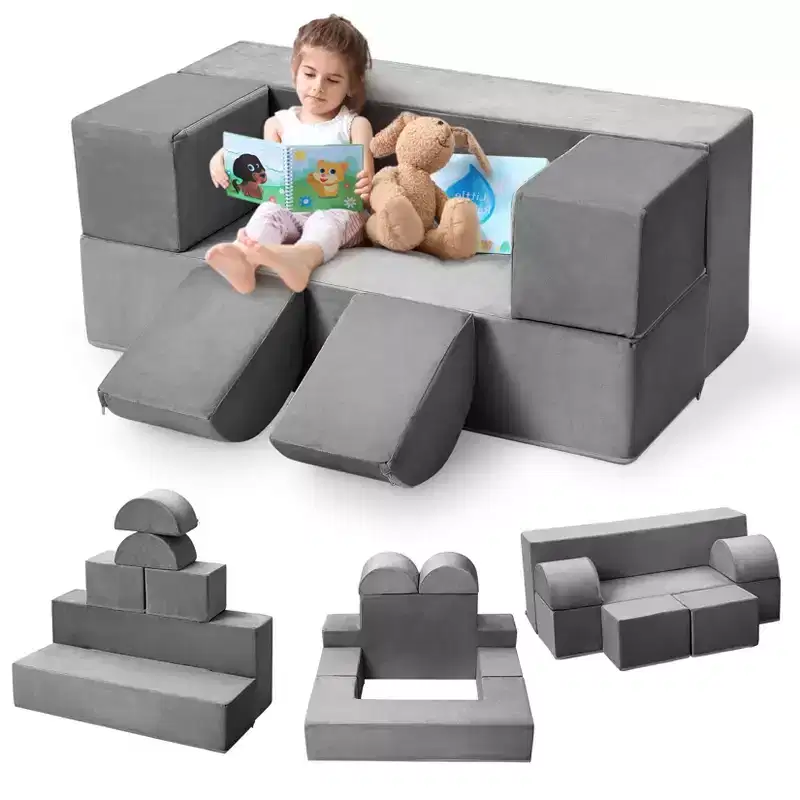 Kids Play Sofa, 6 Pcs Modular Kids Play Sofa Set for Playrooms, Modular Kids Sofa, Toddler Foam Sofa, Convertible Kids Sofa with Removable Sofa Cover