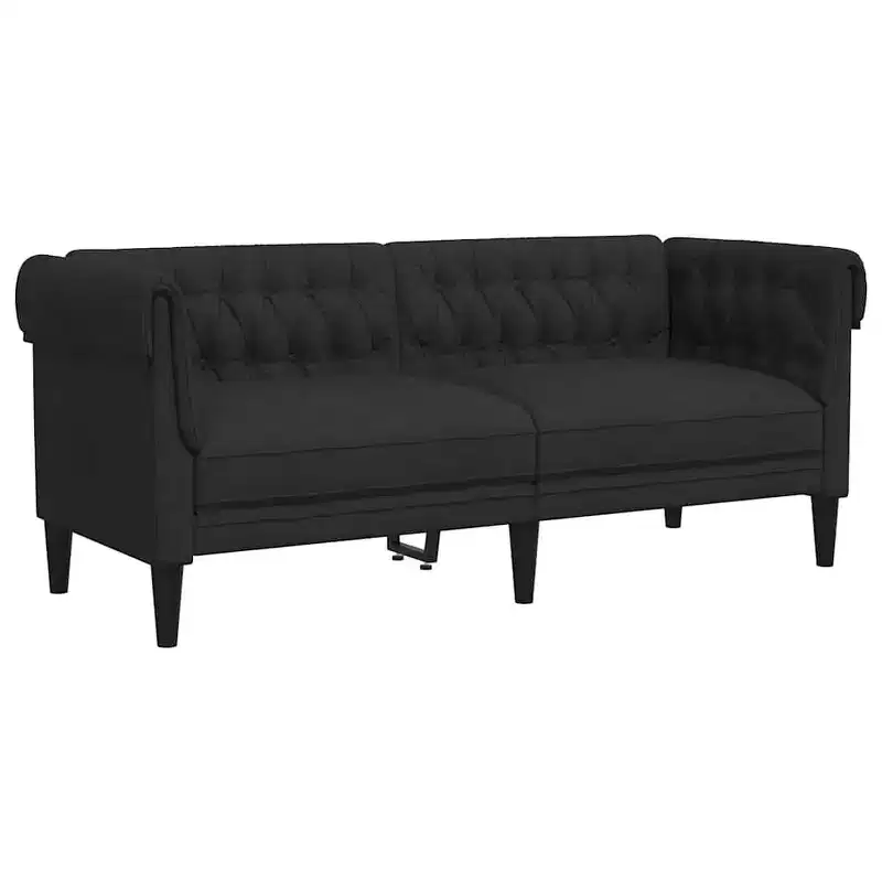 Black Polyester 2-Seater Chesterfield Loveseat
