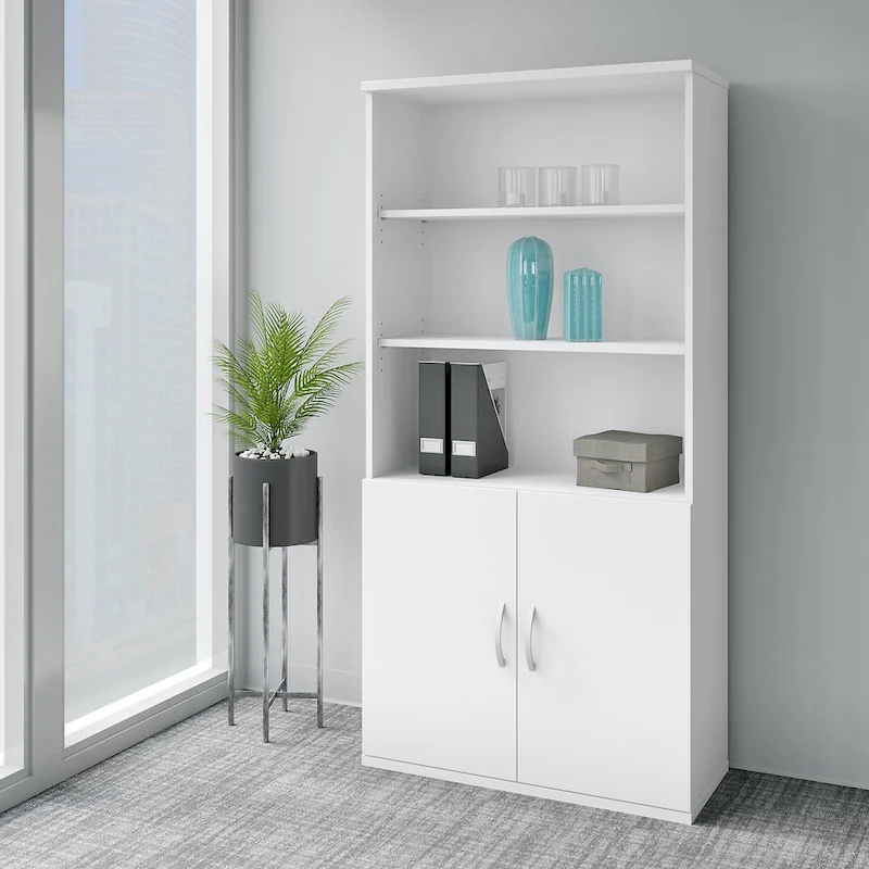 Easy Office 5 Shelf Bookcase with Doors by Bush Business Furniture