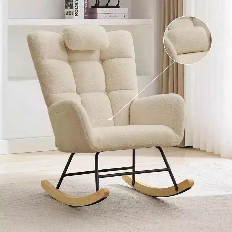 Armchair for Adults, Reading Chair Rocking Chair with Ottoman, Glider Rocking Chair with High Backrest, Nursery