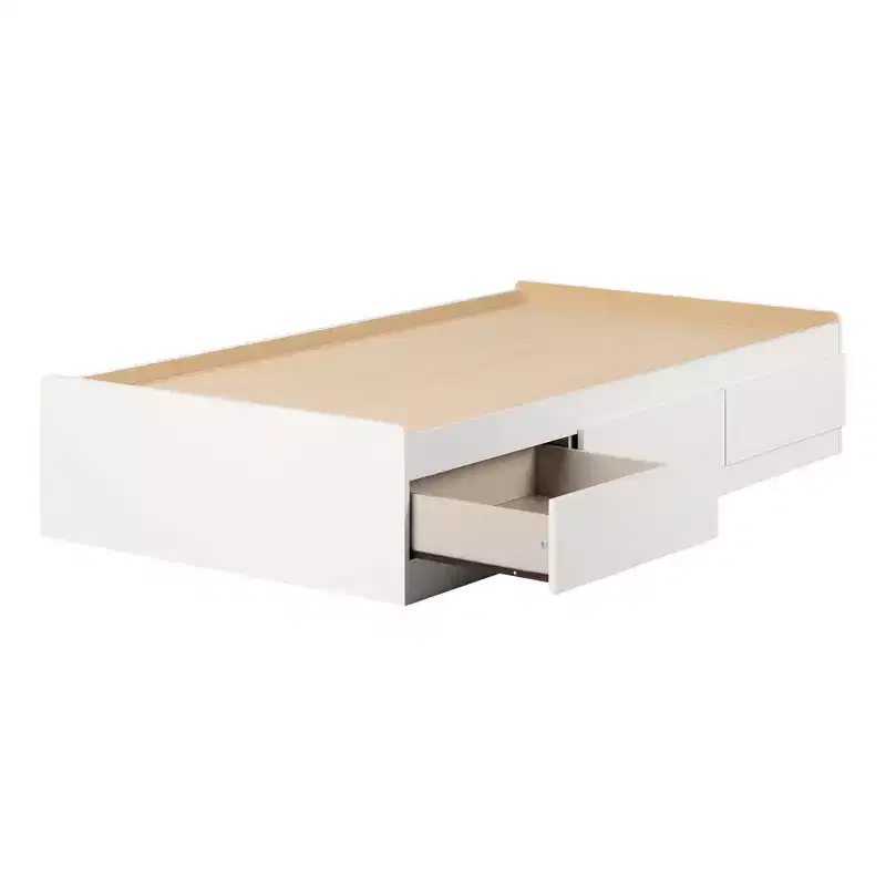South Shore Twin Fusion Mates Kids' Bed with 3 Drawers Pure White