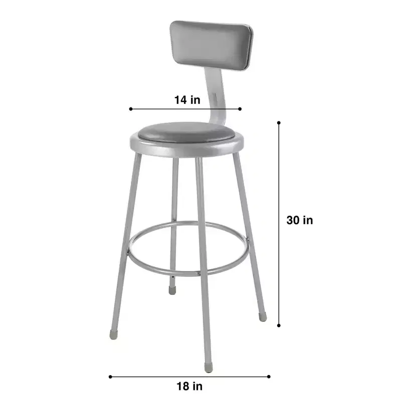 Hampden Furnishings 2pk 30" Otto Collection Stool with Backrest Gray: Upholstered Vinyl, Steel Frame, 300 lbs Capacity