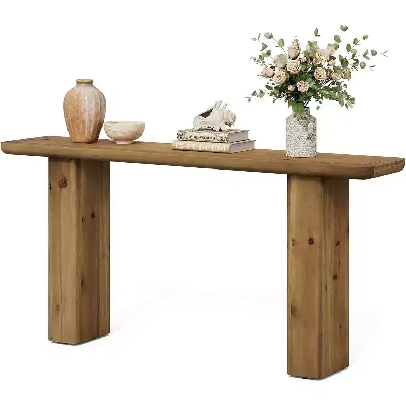 Lantine Solid Wood Console Table, 63-Inch Long Entryway Table, Rustic Sofa Table for Living Room, Foyer, Hallway, Easy Assembly