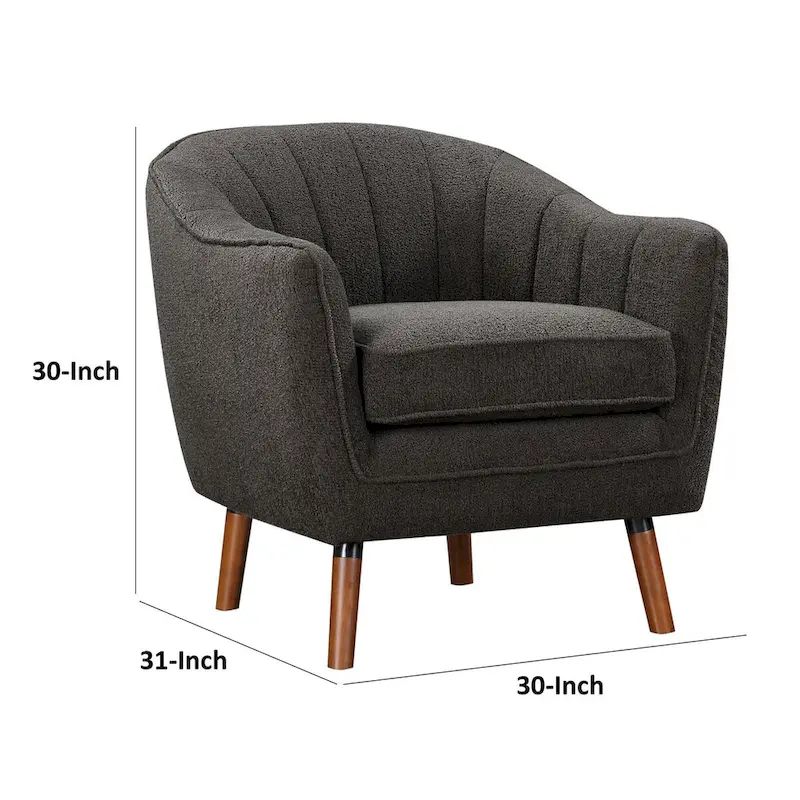 31 Inch Accent Armchair with Polyester Upholstery and Wood Legs