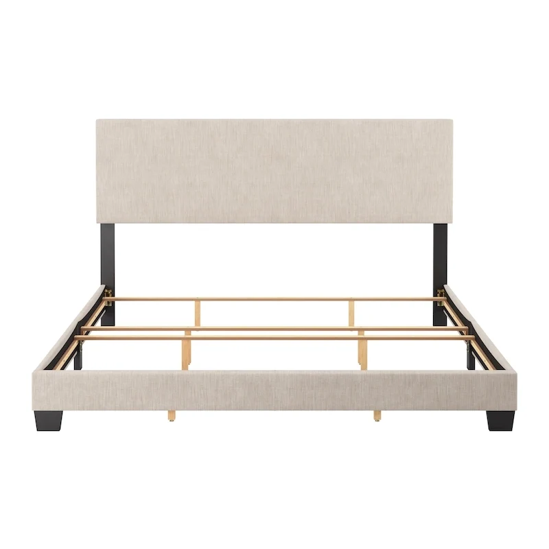 Modern King Bed with Upholstered Headboard (Box Spring Required)