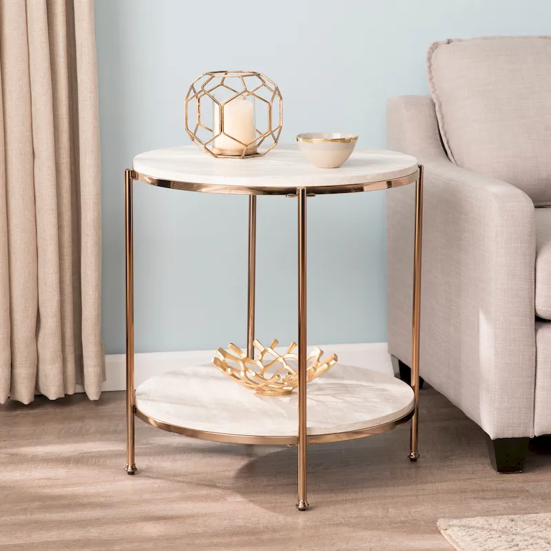 Henderson Round Faux Marble Side Table