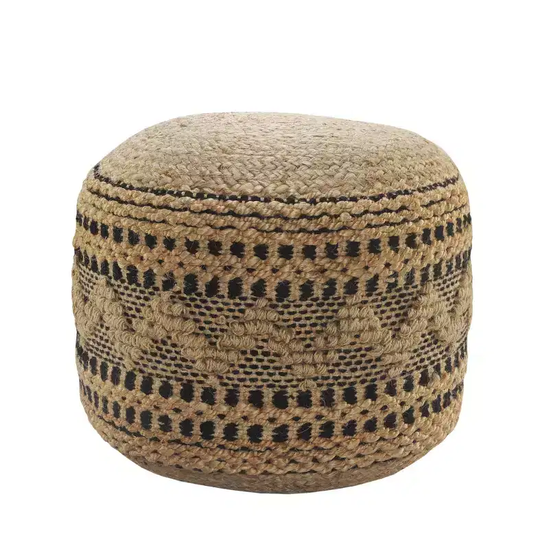 18 Tan Geometric Pouf Ottoman