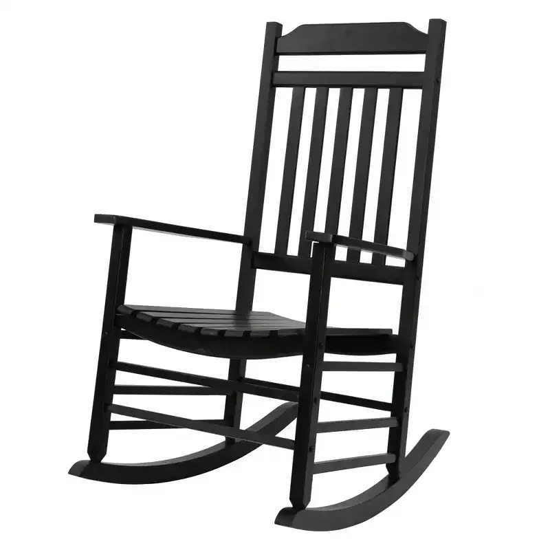 Kozyard High-Back Slat Rocking Chair Set  Solid Wood Rockers for Porch, Indoor, or Outdoor Use
