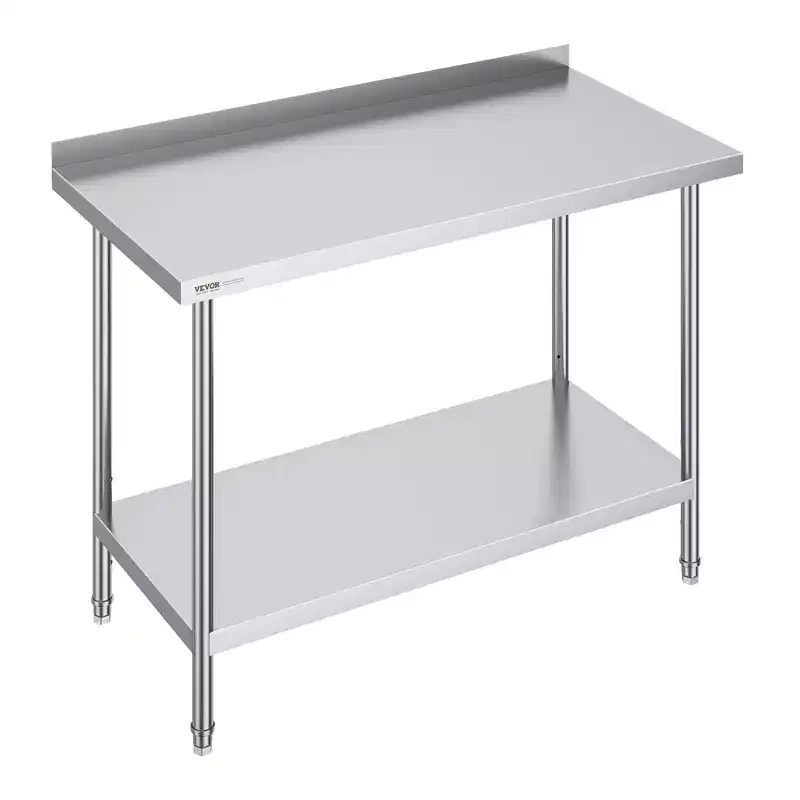 VEVOR 24 x 48 x 36 Inch Stainless Steel Work Table, Commercial Food Prep Worktable Heavy Duty Prep Worktable, Metal Work Table with Adjustable Height