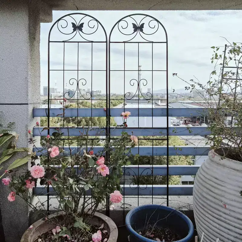 Metal Garden Trellis 86.7 x 19.7 Inch Rustproof Climbing Plants Support Black Outdoor Flower
