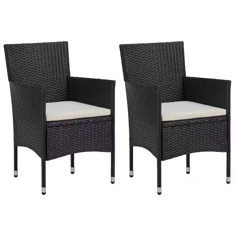 vidaXL Rattan Chair Set of 2 Poly Rattan and Steel