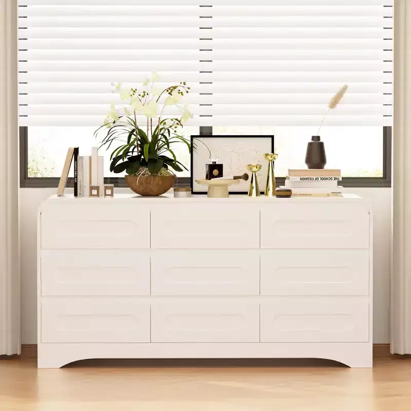 9 Drawers Dresser for Bedroom, 63 Wide Modern Dressers & Chest of Drawers with Pre-installed Slide