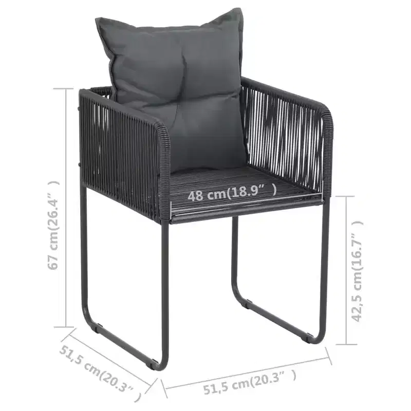vidaXL Dining Set Black PVC rattan Medium Durable Dining Set Square