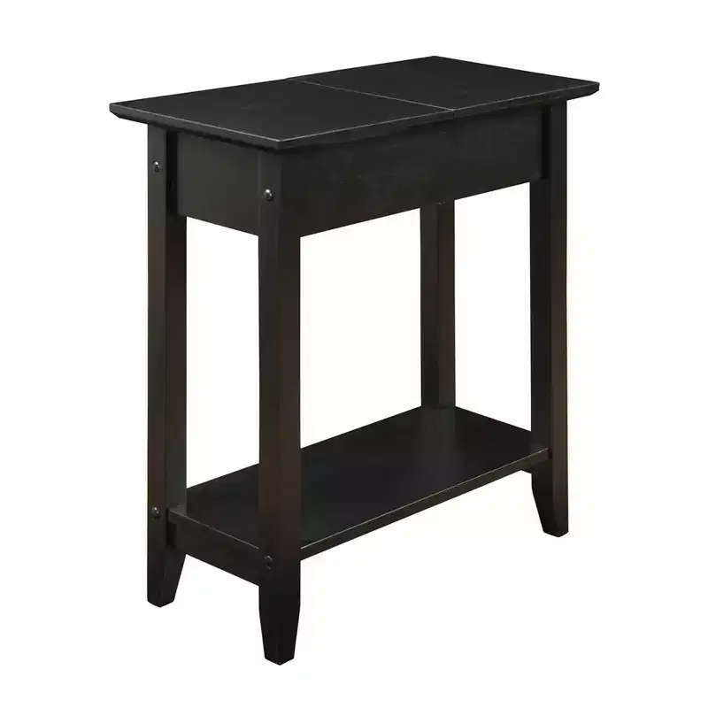 Harper Flip Top End Table with Lower Shelf - Black