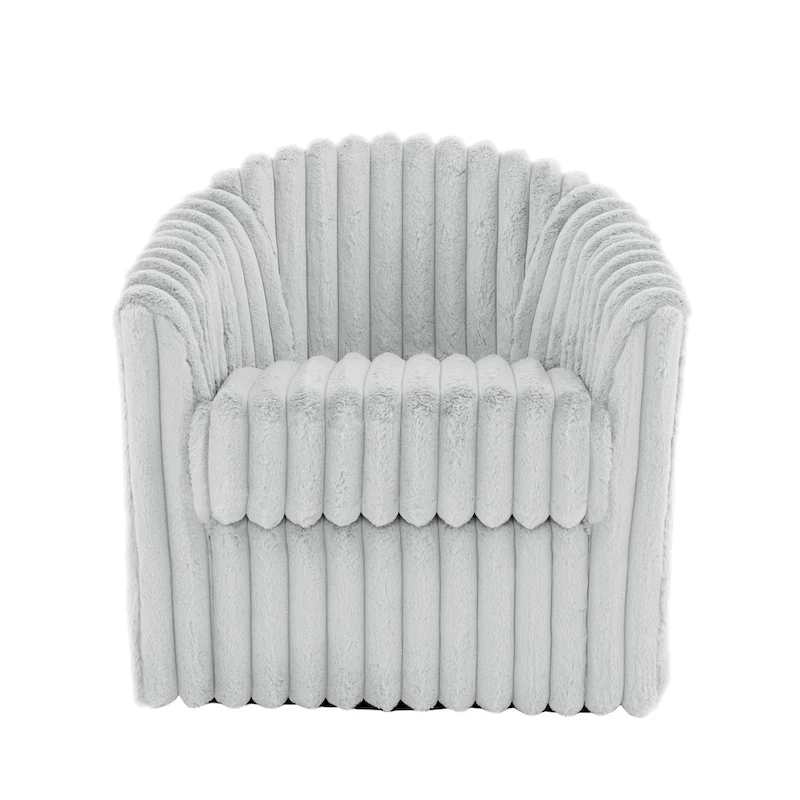 30.7W Faux Fur Upholstered Accent Chair Swivel Barrel Chair