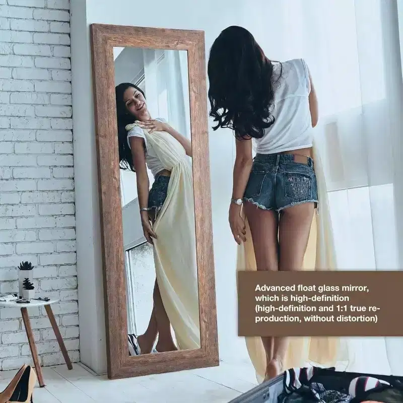 Full Length Wall Mirror 61x22 Inch, Arched Metal Frame, Bedroom Bathroom Living Room