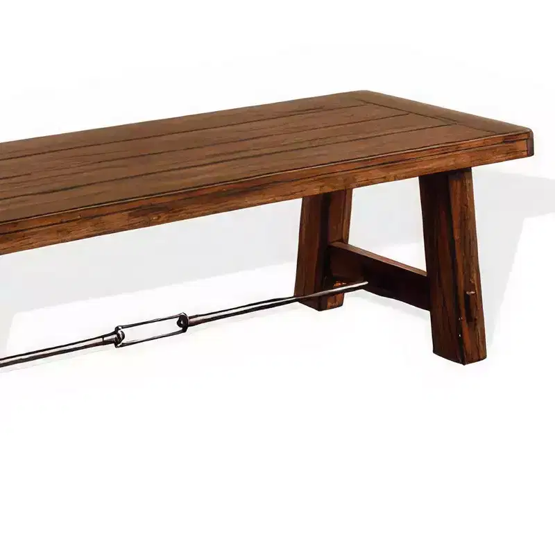 Royal Hampton Wooden Bench | Rustic Brown Mahogany Wood, Angled Legs | Turnbuckle Accents | 64