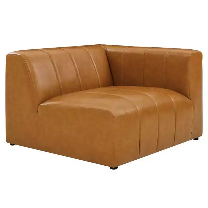 Modway 8pc Bartlett Vegan Leather Sectional Sofa Set Tan: Modern U-Shaped, No Assembly Required
