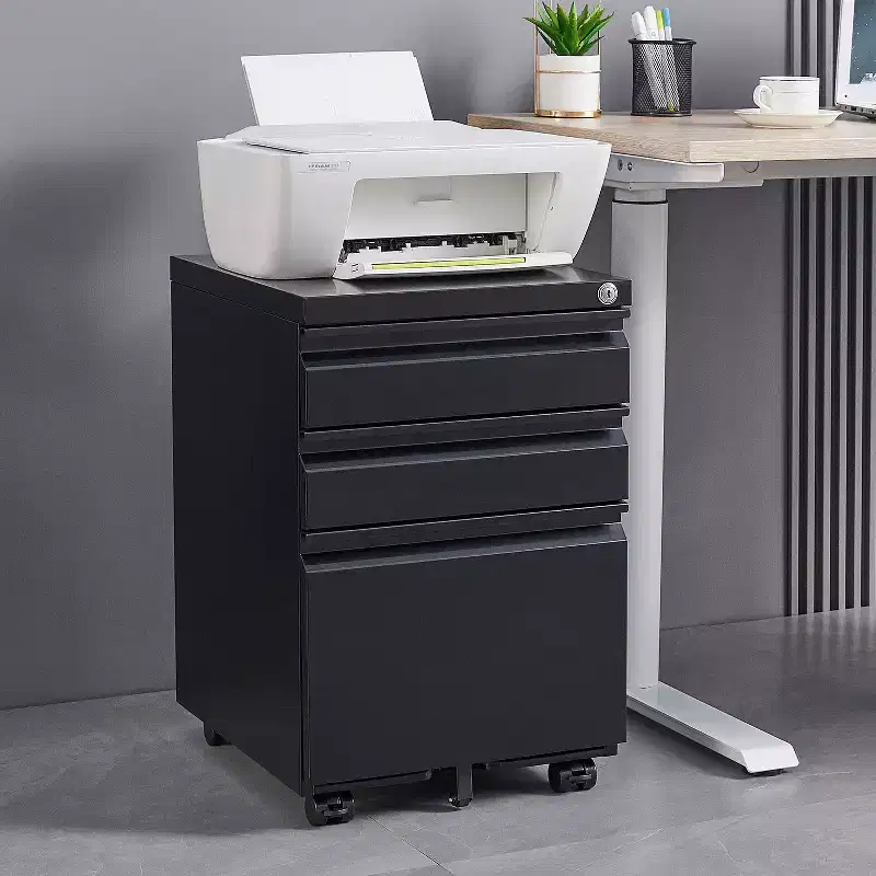 Okak Modern Small Mobile Filing Cabinet with Lock Drawers/Doors,Storage Organizer File Cabinet for Home Office,Under Desk