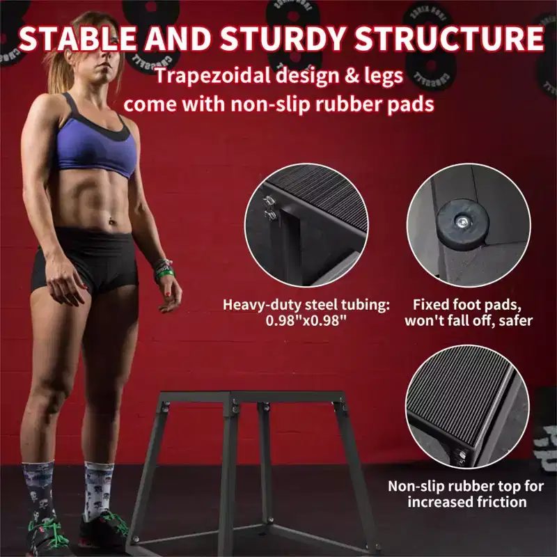 12/18/24/30 Inch Plyometric Jump Box Set, Steel Plyo Box with Anti-Slip Surface, Step Up Box for Workout