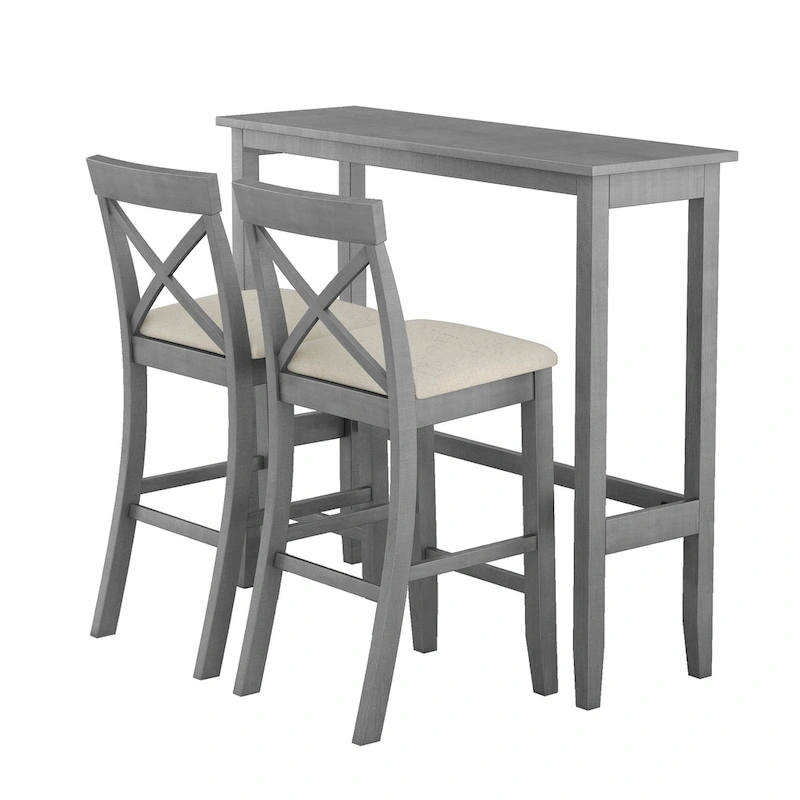 3PCS Rectangular Wood Bar Dining Set