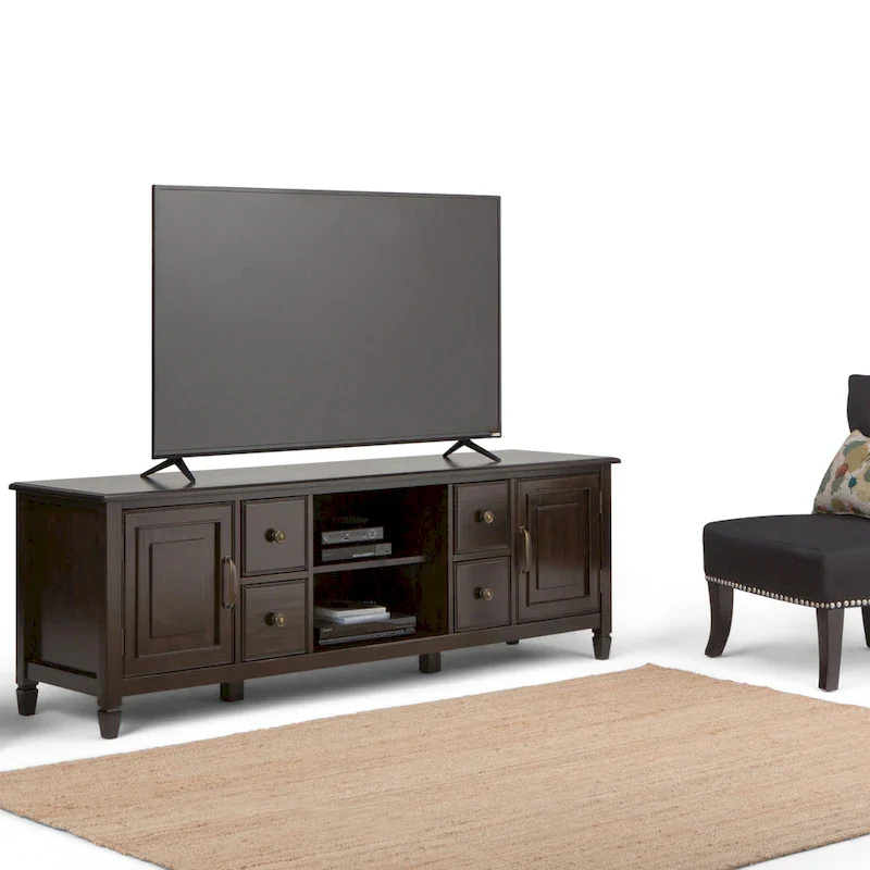 72-Inch Solid Wood Traditional TV Media Stand for TVs up to 80