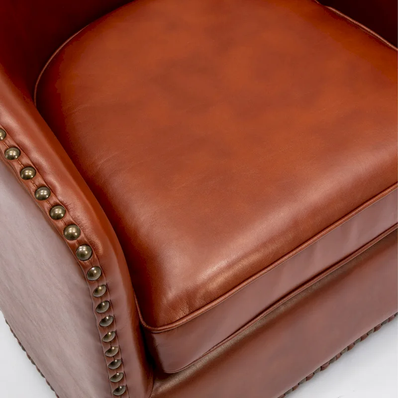 Truman Faux Leather Swivel Arm Chair with Nailhead Trim by Greyson Living