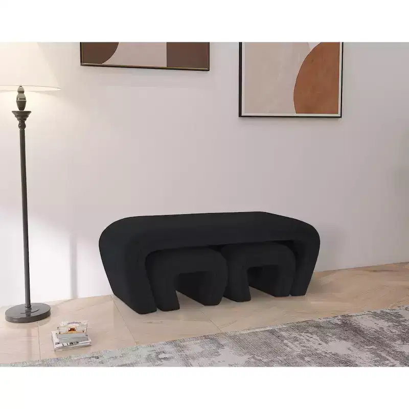 Meridian Furniture,Odelia Boucle Fabric Bench