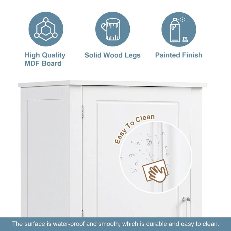 Bathroom Freestanding Storage Cabinet with Drawers and Adjustable Shelf