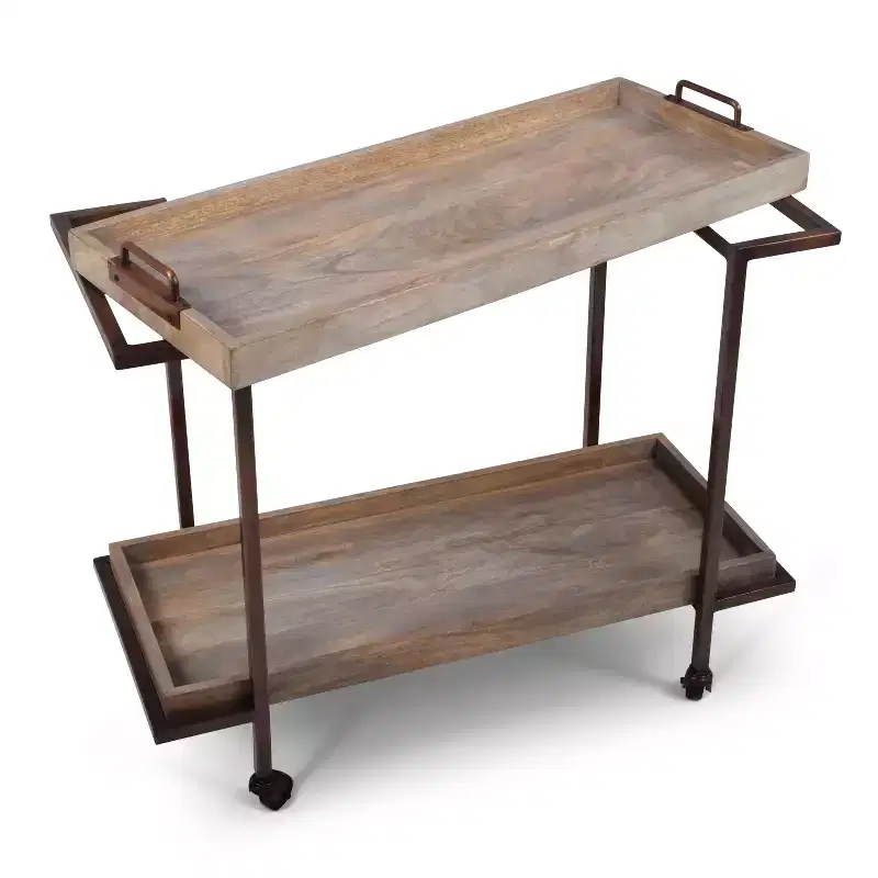 Conway Serving Cart Mango and Copper with Casters