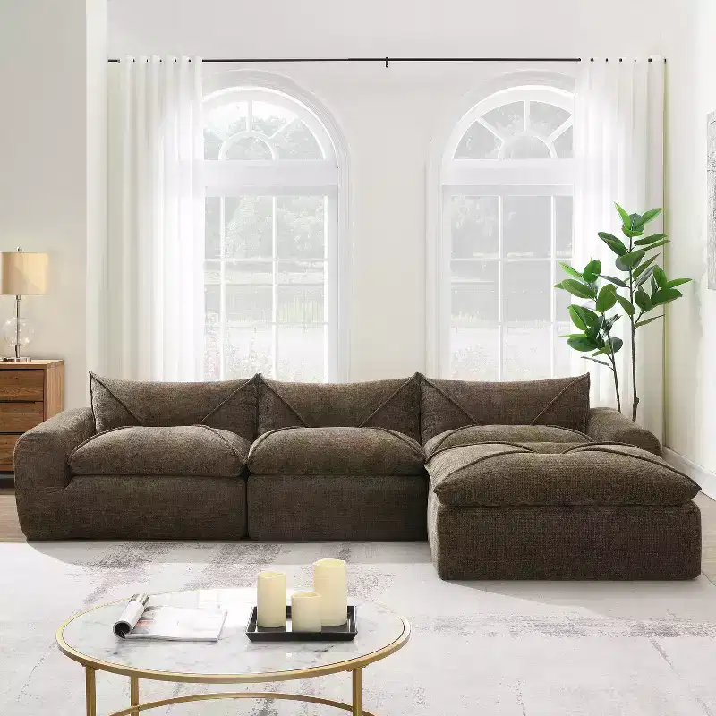 Whisen 116 Modular 4-Seat Sofa Bed, Spacious Foam Filled, Elderly/Baby Safe, No Assembly, Free Combination