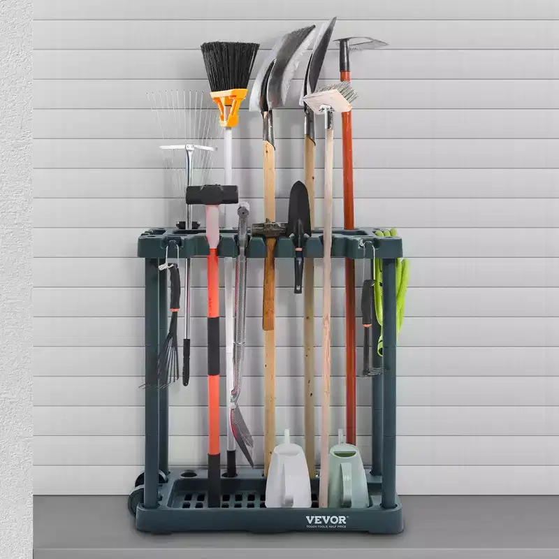 Garden Tool Organizer, 10 Slots, Yard Tool Tower Rack for Garage Organization and Storage