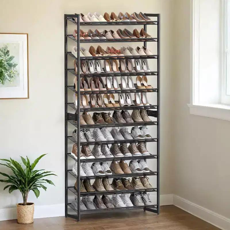 Shoe Rack, 12-Tier Shoe Organizer, Metal Shoe Storage for Garage, Entryway, Set of 2 6-Tier Stackable Shoe Shelf,Holds 48-60 Pairs